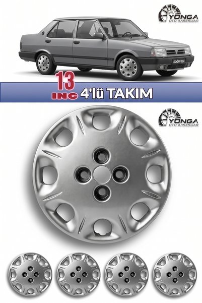 YONGA OTO AKSESUAR TOFAŞ DOĞAN SLX 13 İnç Jant Kapağı 4'lü Set Gümüş