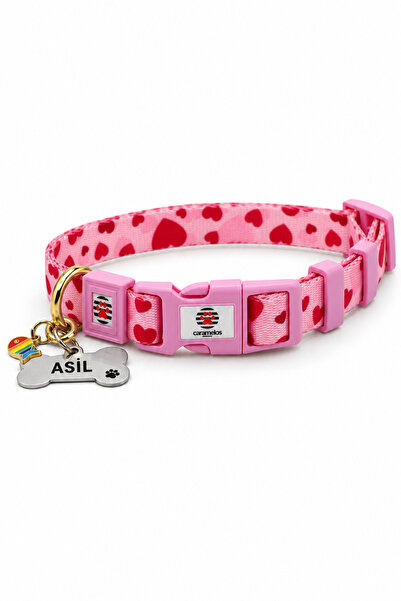 CARAMELOS İSİMLİ, YAVRU VE KÜÇÜK IRK KÖPEK TASMASI, 1,5 CM, PASLANMAZ, KARARM...