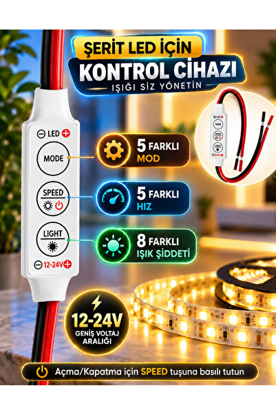 Unichrome Şerit Led Dimmer Kontrol Devresi Modül Uyumlu 12v 24v