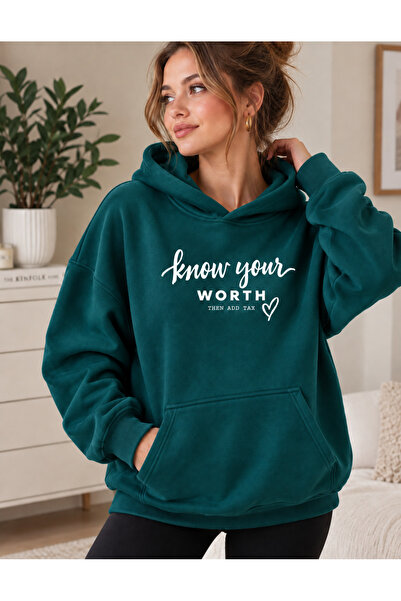 MARKATEM Γυναικεία Ανδρικά Unisex Φούτερ με κουκούλα Oversize με στάμπα "Know...
