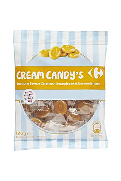 Carrefour bomboane fără zahăr, cu caramel, 120 g