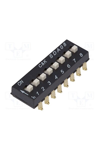 OEM Comutator DIP-SWITCH C&K SDA08H1SBDR, Număr secţiuni 8, ON-OFF, 0,025A/24VDC