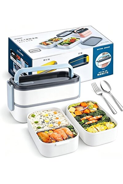 Generic 2-Layer Bento Box, 1400ml Large Capacity, Leakproof with Compartments...