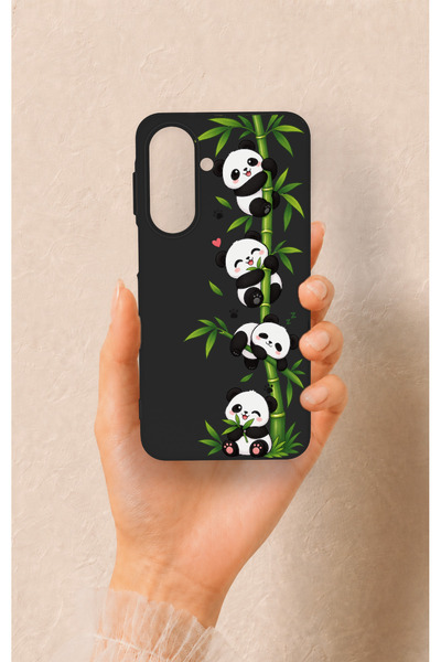 Vip Case Samsung A27 Uyumlu Sevimli Panda Bambu Desenli Silikon Kılıf