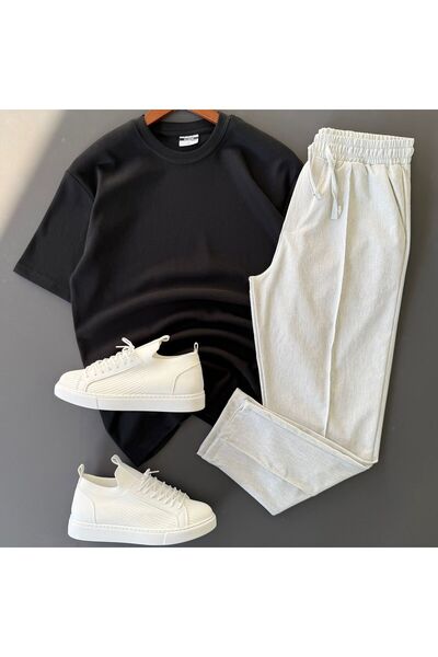 Beylerce Waffle Fabric T-Shirt + Pants 2-Piece Set