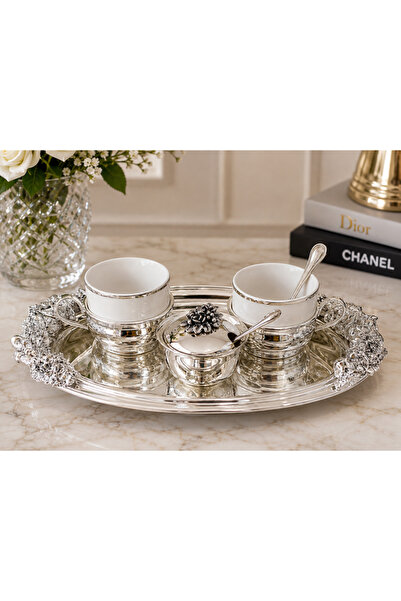 chinelli Set de servire cafea premium pentru 2 persoane, 2 cești din porțelan...