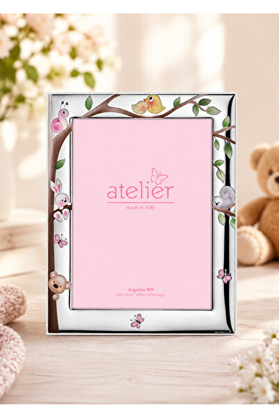 Bohemia Ramă foto argintie Baby Forest Roz 13 × 18 cm