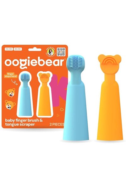 Oogiebear فرشاة أصابع للأطفال ومقشرة لسان - للعناية اللطيفة بالفم، مصنوعة من ...
