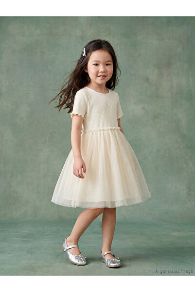 LC Waikiki Alita city: oval neckline tutu dress with heart embroidery - the a...