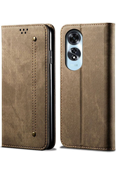 OEM Βιβλίο με υφή τζιν Χακί (Oppo A60)