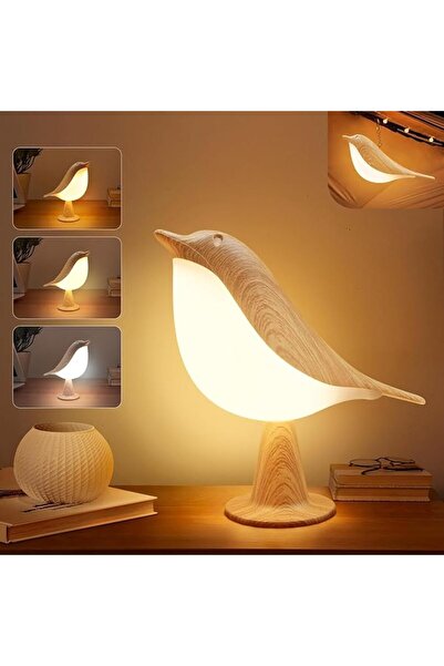 UANDME مصباح مكتب صغير 2 في 1 من Uandhome، مصباح طاولة لاسلكي على شكل طائر لط...