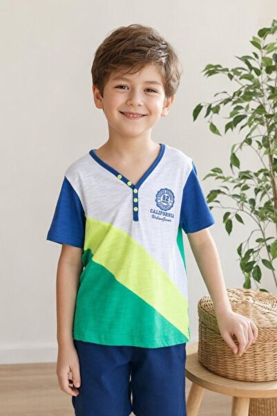 OEM Tricou baieti cu guler tunica si blocuri de culoare, ZZM-304