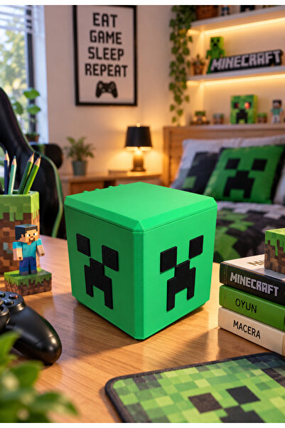 Neo Gift Minecraft Creeper Kapaklı Dekoratif Kutu Yeşil-Siyah Dekoratif Kutu ...