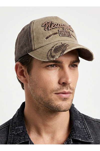 STELLA VESTİNO Unisex vintage washed denim hat - new york embroidered distres...