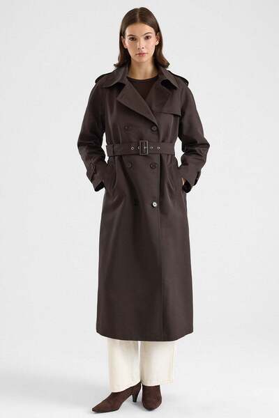 Olcay Reglan Sleeve Trench Coat with Epaulet and Cape Detail, Water Repellent...