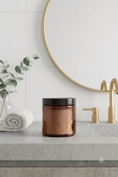 Lumiarte 500 ml Amber Plastic Jars Set of 6 with Black Lids for Cosmetics, Candles, Cream Storage Jars