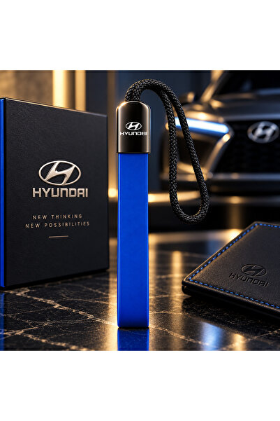 Hyundai سلسلة مفاتيح سيارة فاخرة مع حلقة مضفرة، حامل مفاتيح معدني متين ومرن، ...