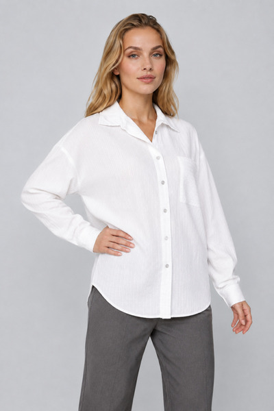ABBRA Γυναικείο πουκάμισο oversize με ρίγες