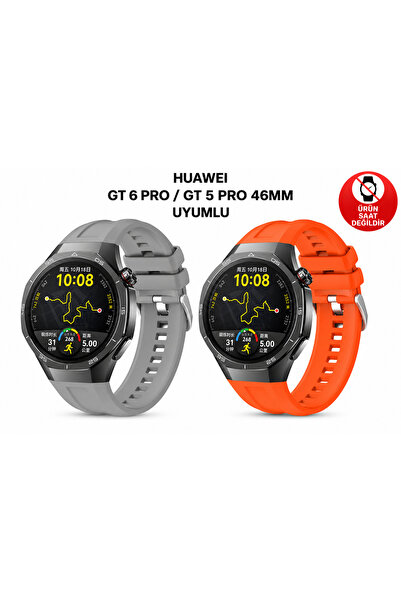 Dexmon Huawei GT 7 Pro / GT 6 Pro / GT 5 Pro 46mm Uyumlu Metal Tokalı Silikon...