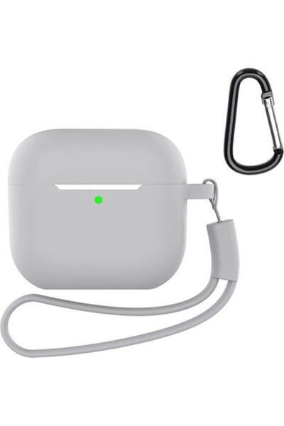 OEM Θήκη σιλικόνης με λουράκι σε γκρι χρώμα για Apple AirPods 4