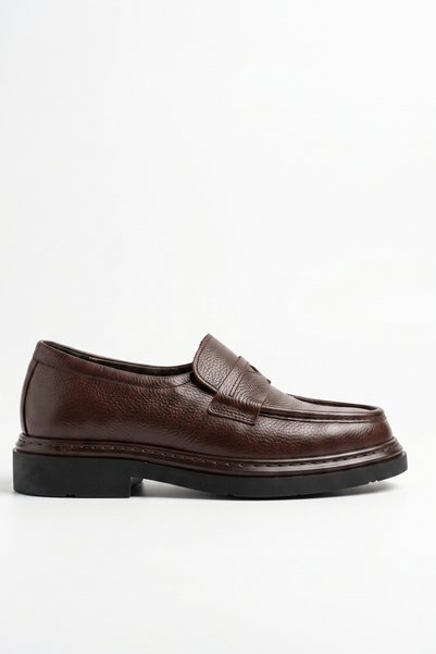 LUSIVE 100% Genuine Leather Brown Casual Laceless Classic Men's Shoes Luass30Al0062
