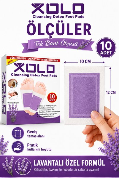 xolo Ayak Detoks Bandı 10 Adet Mor Lavanta Gece Kullanımlı Detox Foot Pads Ayak Bakım Pedi
