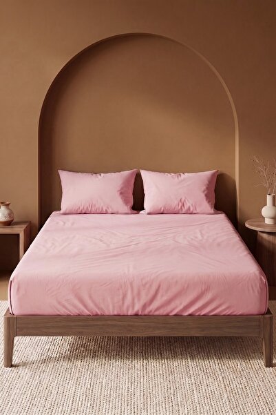Rivaİstanbul Powder Pink Cotton Double Elastic Sheet 160X200