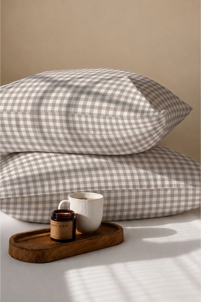 Lorien Pöti Square Brown Patterned Cotton Ranforce Fabric Zippered Pillowcase...
