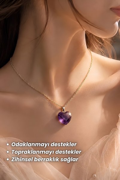 Elifsu Jewelry Crystal, Tiger's Eye, Amazonite, Amethyst, Black Onyx, Labradorite, Aventurine, Lapis Lazuli, Crystal Quartz, Pink Quartz, Jasper Natural Stone Pendant Faceted Cut Natural Stone Heart Design Pendant
