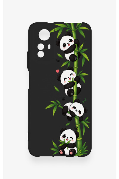 Vip Case Redmi Note 12S Uyumlu Sevimli Panda Bambu Desenli Silikon Kılıf