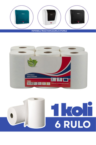 12den Hareketli Rulo Kağıt Havlu 6’lı Paket 3 Kg, Fotoselli Dispenser Havlusu Otomatik Rulo Havlu 21 Cm