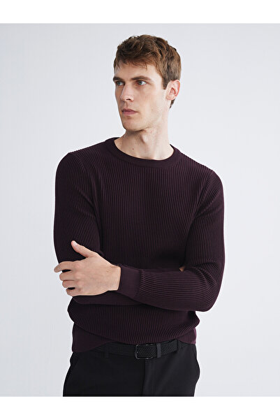 LC Waikiki Nevavm Farkıyla Lcw Vision Plum Knitwear Flat Oval Collar Men's Sw...
