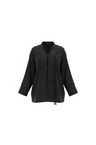 manana fashion Κινέζικο Πουκάμισο Κιμονό από Σουέντ με Κουμπιά-1770