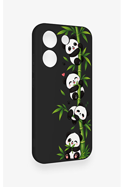 Vip Case Poco X8 Pro Uyumlu Sevimli Panda Bambu Desenli Silikon Kılıf
