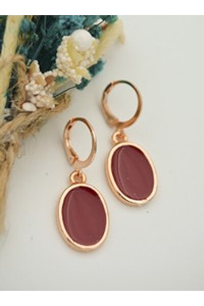 Stoneage Anthea rose plated earrings - burgundy -