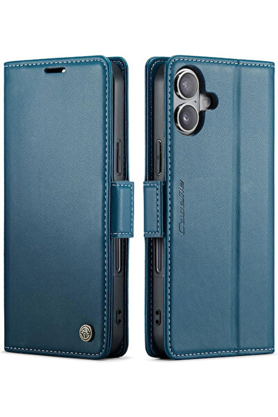 Caseme 023 Iphone 17 RFID Δερμάτινη Θήκη-Πορτοφόλι Μπλε
