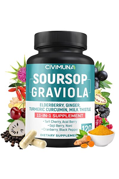 CIVIMUNA Soursop Graviola Capsules with Elderberry, Turmeric & More - 120 Cou...