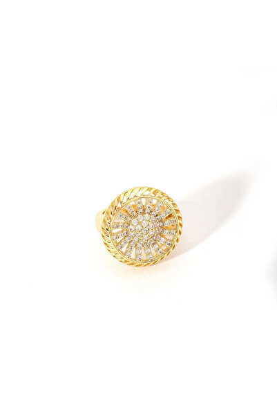 Peach Jewelry Γυναικείο δαχτυλίδι από ανοξείδωτο ατσάλι, επιχρυσωμένο, με ζιρ...