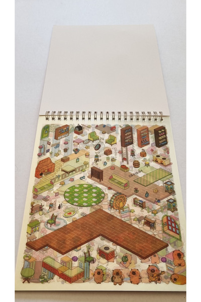 Modellino Spiralli A4 Cımbızlı Miniature Landscape 3D Sticker Defteri 8 Sayfa Sticker 4 Karton Sayfa Platform - Turuncu Kapak