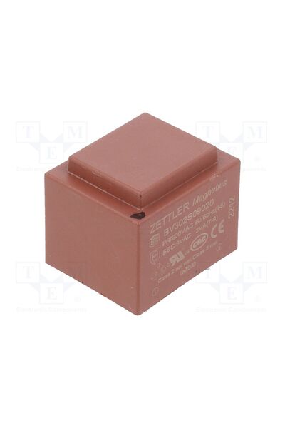 OEM Transformator capsulat ZETTLER BV302S09020ZU, 2VA, 230VAC, 9V, 222mA, PCB