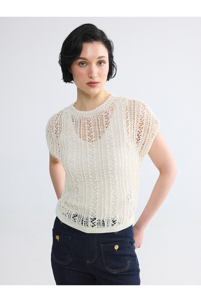 LC Waikiki Trendlucky women's openwork knit sweater with oval neck - the tren...
