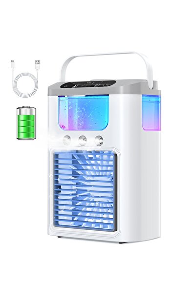 Noonedibs Mini Aer Condiționat Portabil, Baterie 1200mAh, Rezervor 600ml, 3 M...