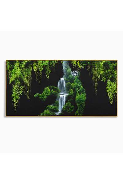 Luxcanva Tablou Canvas Gorila Din Jungla 140x70 cm cu Rama Auriu Gorila Jungl...