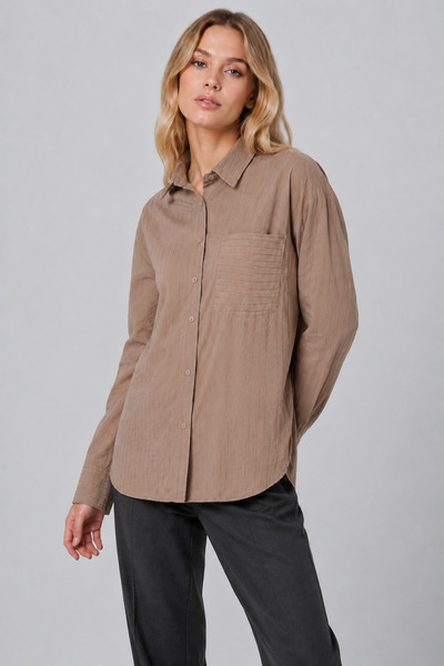 ABBRA Γυναικείο πουκάμισο oversize με ρίγες