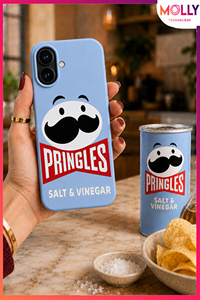 Molly iPhone 17 İçin Bebe Mavisi Pringles Salt Vinegar Flavour Desenli İçi Ka...