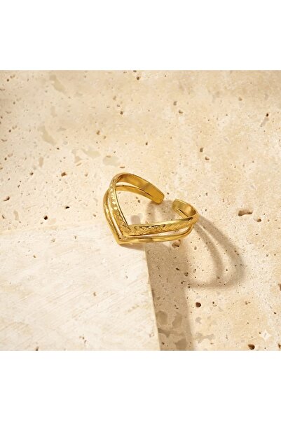 Peach Jewelry Ρυθμιζόμενο δαχτυλίδι από ανοξείδωτο ατσάλι, επιχρυσωμένο