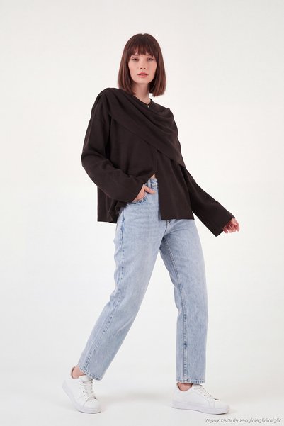 Lela Shawl Detailed Buttoned Knitwear Sweater Women's Sweater 680Kz00160