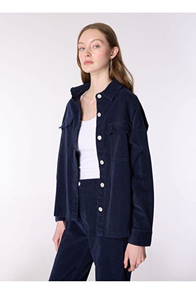 JEEP Women's Navy Relaxed Plain Shirt J4WL-GML7003
