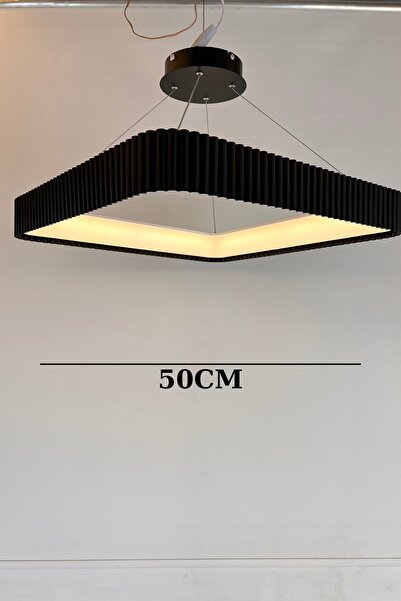 GN GEN AYDINLATMA Modern Kare Geometrik Siyah Oluklu LED Sarkıt Avize