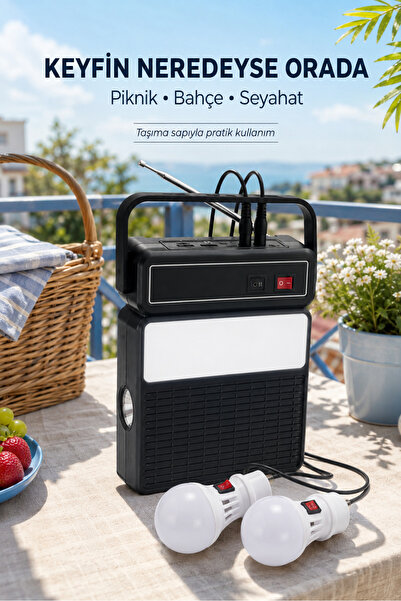 a+ anyplus Solar Güneş Panelli Bluetooth Hoparlör FM Radyo LED Kamp Feneri 2 ...